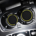 Mandark 2PCS Car Cup Holder Coasters, 2.75 Inch Non-Slip Insert Water Bottle Holder Pads, Dustproof Automotive Interior Accessories Mat, Universal for Vehicles, Trucks, RVs and More(Black/Yellow)
