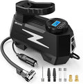 Tire Inflator Portable Air Compressor, 12V DC Car Air Pump with Auto Shutoff, 150 PSI Digital Gauge, LED Light, Metal Valve Connector, Accessories for Cars, Large, Sliver