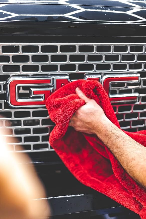 The 1500 - Heavy Duty Car Drying Towel; Perfect for Trucks, Commercial Vehicles, RVs, Boats, and More; Premium 70/30 Blend Twist Loop Design, 1500gsm, 30in x 30in, Red