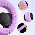 Steering Wheel Cover, Fluffy Car Wheel Covers for Women/Girls/Ladies，Soft Wool Fur Steering Wheel Protector, Universal 14 1/2 inches to 15 inches - Purple