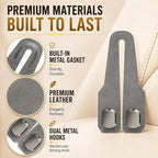 4Pcs Car Headrest Hooks with Premium Leather, Upgraded Double Metal Hooks with Anti-Drop Design, Universal Back Seat Hanger for Bags, Coats, Purses and Groceries (Stylish Gray)