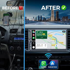7" QLED Double Din Car Stereo Compatible with Wireless Apple CarPlay & Android Auto, 240W 4.2CH Dual Subwoofer Out, Dash Cam & Backup Camera Included, Bluetooth, Mirrorlink, FM/AM Car Radio