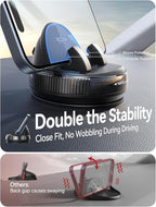Car Phone Mount, [360° Rotation+Thick Case Friendly] Cell Phone Car Holder with Adjustable Spring Clip, Anti-Slip Silicone Universal Dashboard phone holder for Car for iPhone, Smartphones, GPS