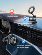Car Phone Mount - [70 LBS Strongest Suction] for Magsafe Car Mount, 360° Adjustable Suction Cup Phone Mount Dashboard Windshield Vacuum Magnetic Phone Holder for Car Silver