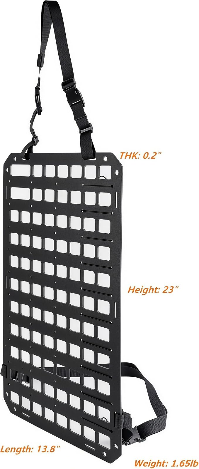 Rigid MOLLE Panel for Car Seat Back Organizer Vehicle EDC Tactical Gear Holder Pouch Holster Mount Rack Modular Storage Plate Auto Interior Accessories for Truck Pickup SUV Van