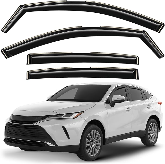 GrandWheel Window Deflectors Smoke Tinted in-Channel Side Window Vent Visor Deflectors Rain Guards Compatible with Toyota Venza 2021-2024 - 4pcs. GW0821