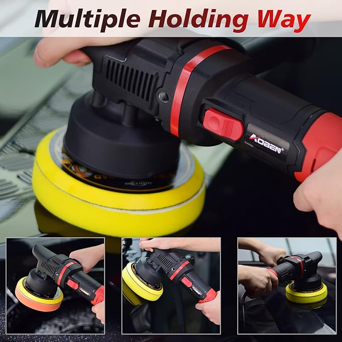 Car Buffer Polisher,6 inch Dual Action Polisher,Random Buffer Polisher kit with 6 Variable Speed 1000-4500rpm,Detachable Handle,4 Buffing Pads for Car detailing Polishing and Waxing