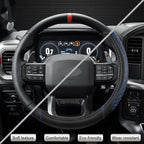 Customized Auto Car Steering Wheel Cover for Ford F-150, F-250, F-350, Expedition(Diamond Quilted - Black+Blue)