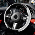 2PCS/Set Car Steering Wheel Cover, Leather Segmented Anti-Slip Automotive Wheel Protector, Soft Breathable Vehicle Steering Protection Covers, Universal Interior Accessories (White)