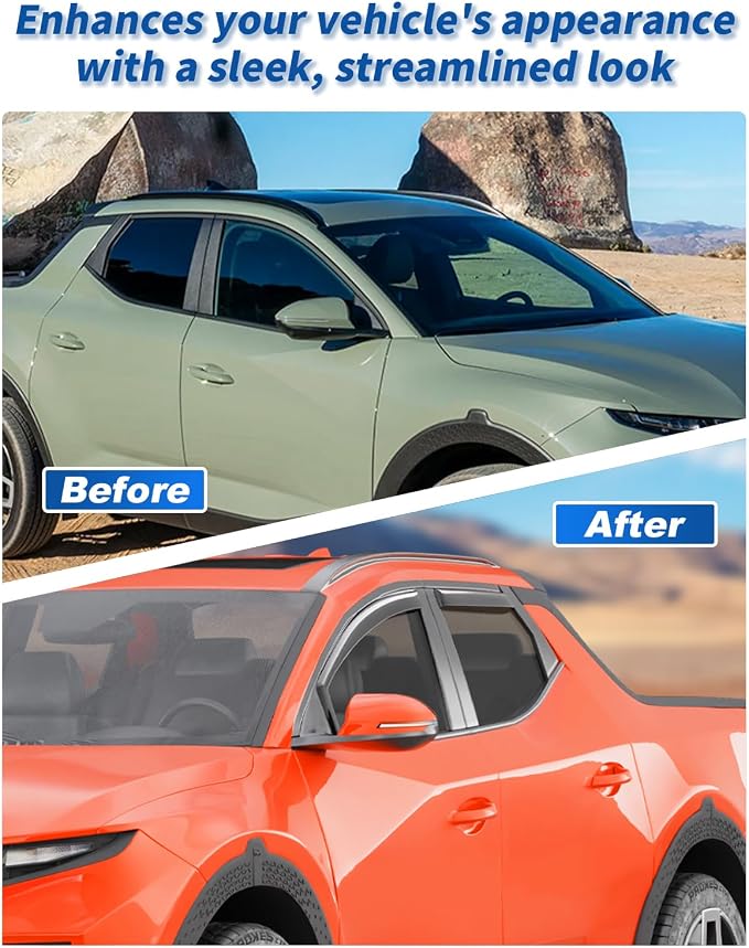 in-Channel Extra Durable Rain Guards Fit for Hyundai Santa Cruz 2022-2026,Window Deflectors Vent Window Visors Window Rain Guard Shades Exterior Car Accessories