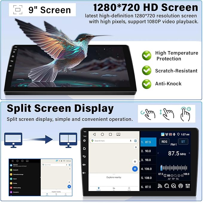 4G+64G for Subaru Impreza 2003-2006 Android 13 Stereo Radio Wireless CarPlay Android Auto GPS Navigation 9" 1280 * 720P Touch Screen Bluetooth-5.0 FM/RDS 32-EQ WiFi Mirror Link SWC+ Camera Mic