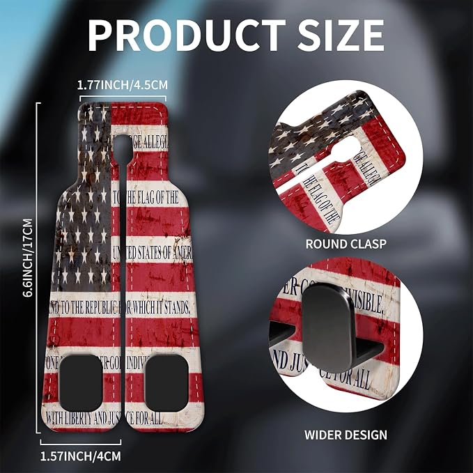 Car Seat Headrest Hook, Universal Leather Cute Hanger Holder Hook, Storage Organizer Interior Accessories for Purse Bags Handbag Retro American Flag