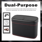 Push-Top Car Trash Can with Lid and Hanging Clip,Small Leather Car Garbage Can with 30 Trash Bags,Multi-Purpose Leakproof Cars Trashes Bin Cars Accessories for SUV,Truck,Auto