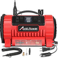 Tire Inflator Portable Air Compressor, 12V DC/110V AC Car Tire Pump with Inflation and Deflation, 5 Preset Modes, Digital LCD Gauge for Car Tires, Bike, and Air Mattress (Dark Red)