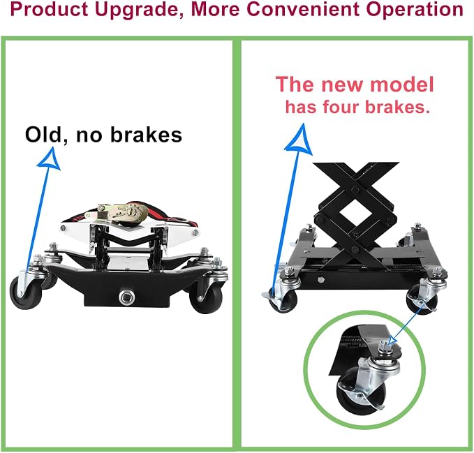Transmission Jack 450 LBS Capacity: Low Profile Lift with 2M Safety Straps & 4 Brake Wheels, 7-23 Inch Range for Car & Truck Repair (Black)