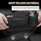 Kwak's Car Seat Gap Filler Organizer 2pcs – Fits 0.2“–1.2” Seat Gaps, Premium PU Leather Seat Gap Plug for Car SUV Truck, Stops Phone/Keys from Dropping, Extra Cup Holder for Car (Black)