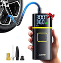 Tire Inflator Portable Air Compressor - 150PSI Bike Pump 1Min Fast Inflate with Tire Pressure Gauge, 5200 mAh, LED Light, Car Accessories Air Pump for Auto, Moto, Bike Car Gifts for Men