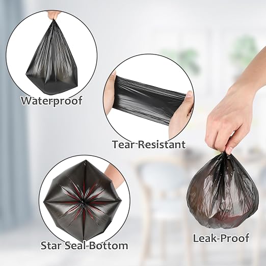 Mini Car Trash Can Bags, Black Car Trash Bags, 5 Packs, 150 Count | Tear-Resistant, Disposable, Liner Refills, Garbage Bags for Car, Home Office (Vehicle Trash Can is not Included)