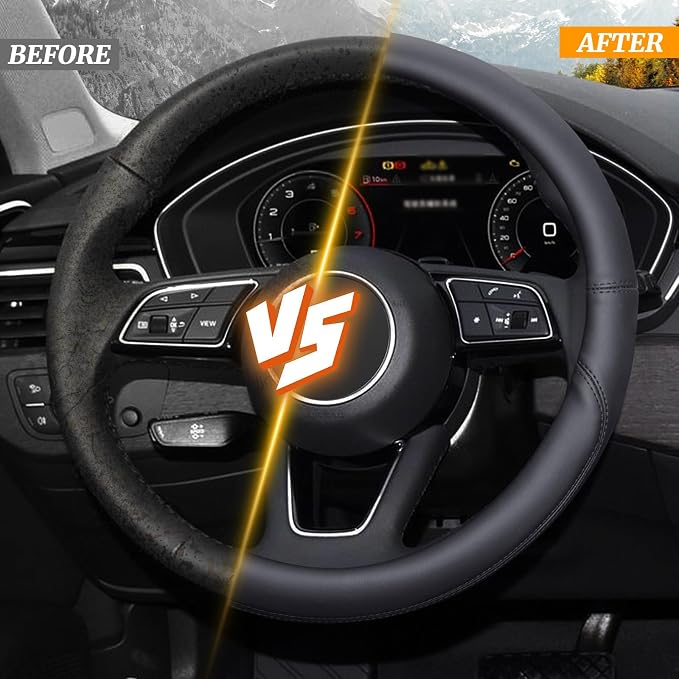 Black Steering Wheel Cover, Universal 15 inch, Microfiber Leather Black, Soft and Odorless, Durable Leather Cover with Anti-Slip Lining