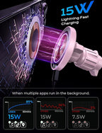 15W MagSafe Car Mount Charger,[Light Pink] Magnetic Wireless Car Charger, Dashboard & Air Vent Car Phone Mounts, Car Phone Holder for iPhone 17-12, Samsung, Pixel, Cute Car Accessories for Women | [Light Pink & Purple LED light] Magsafe Car Mount...