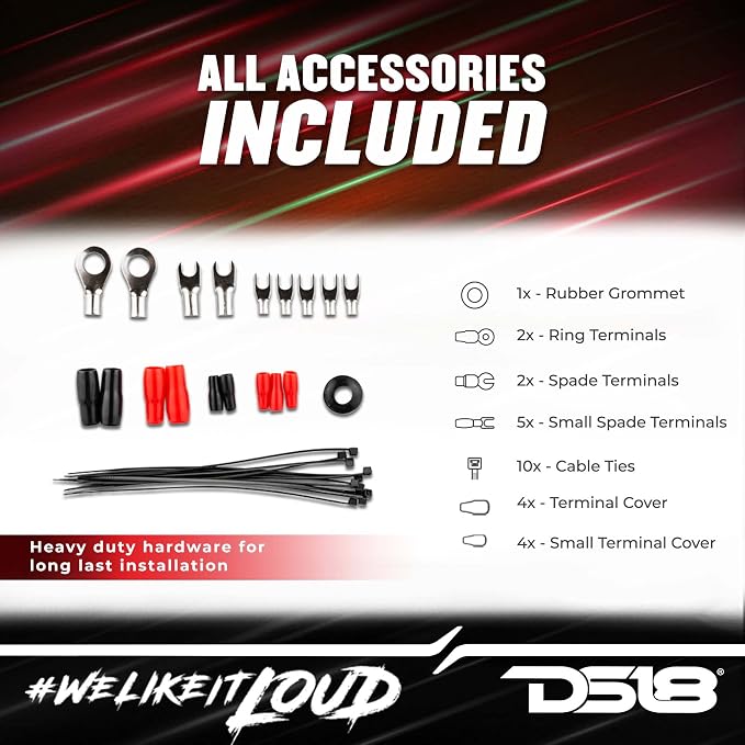 AMPKIT8 8 Gauge Amp Kit Amplifier Install Wiring 8 Ga Pro Installation Cables, 800 w (8 Gauge)