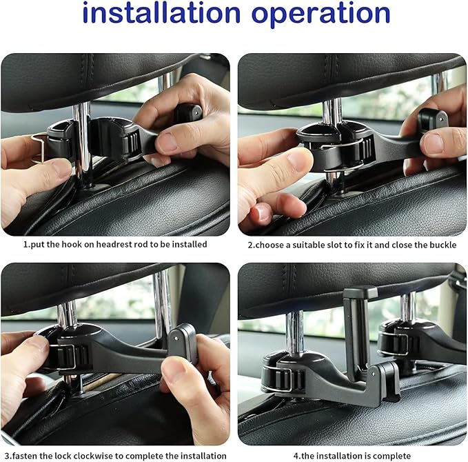 Upgraded 2 Pack Car Headrest Hidden Hook 2 in 1 Car Seat Hooks with Phone Holder for Purse, Backpacks,Toys,and Even Bottle Storage Organizer (Silver)