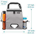 Car Organizer with Car Trash Bin and Tissue Holder - Holds Full Size Tissue Box, Bottles and Wipe Containers - 2 Gal Leakproof Covered Trash Can with Push-Close Lid