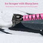 51 Inch Snow Brush for Trucks, Extendable Long Handle Ice Scraper with Brush with Foam Grip, SUV Heavy Duty Snow Brush with Ice Scraper for Car Auto RV Vehicle Windshield Window - Pink