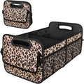 Trunk Organizer and Storage with Reinforced Handles,Car Accessories for Women/Men 50L Waterproof Polyester Trunk Organzier for Car/SUV/Minivan/Truck(Medium,Leopard print)