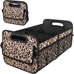 Trunk Organizer and Storage with Reinforced Handles,Car Accessories for Women/Men 50L Waterproof Polyester Trunk Organzier for Car/SUV/Minivan/Truck(Medium,Leopard print)