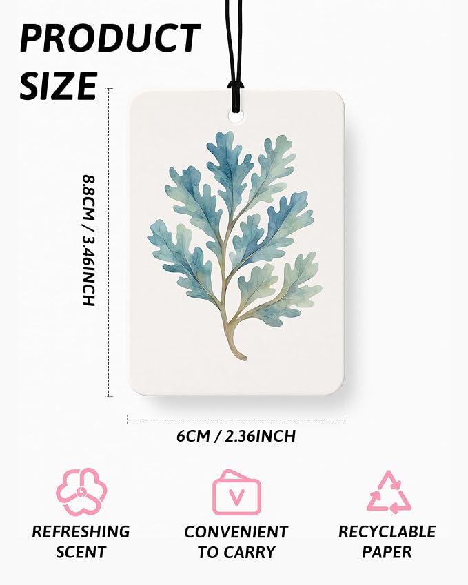Coastal Beach Car Air Freshener 4 Pcs Coconut Scented, Blue Ocean Marine Life Car Accessories Mirror Decor for Women, Girly Beachy Hanging Air Freshener for Cars Closet Drawer Books