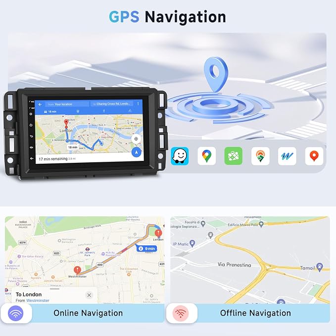 Car Radio for Chevrolet Chevy Silverado Impala Tahoe GMC Sierra Yukon [2+64G],Android 15 Wireless CarPlay/Android Auto Touch Screen,7 Inches IPS Screen for Chevy Silverado 07-14 Car Stereo