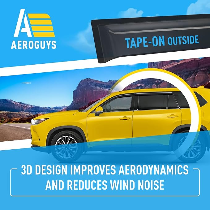Extra Durable Window Deflectors Tape-On Window Visors Rain Guards Fit for Toyota Grand Highlander 2024-2026, Sun Visors, Wind Vent for Shades, Exterior Car Accessories - 4pcs. AG0879