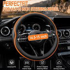 Car Steering Wheel Cover Full Surround - Soft Breathable Anti-Slip Heavyweight Safety Cover, Thick Cushioned Sports Style Universal Fit for Auto Truck SUV (Black/Orange)