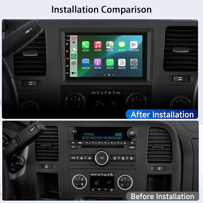 Car Radio for Chevrolet Chevy Silverado Impala Tahoe GMC Sierra Yukon [2+64G],Android 15 Wireless CarPlay/Android Auto Touch Screen,7 Inches IPS Screen for Chevy Silverado 07-14 Car Stereo