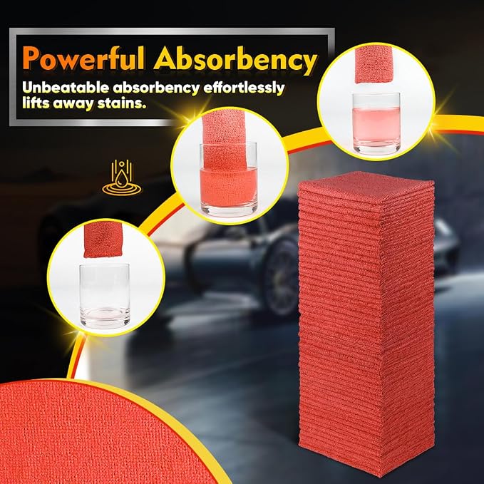 Red Microfiber Cleaning Cloths, 200 Pack Microfiber Towels for Cars, Lint Free & Scratch-Free Bulk Cleaning Rags for House, Kitchen, Car and Shop, Absorbent Cleaning Towels 11.5 x 11.5 inch