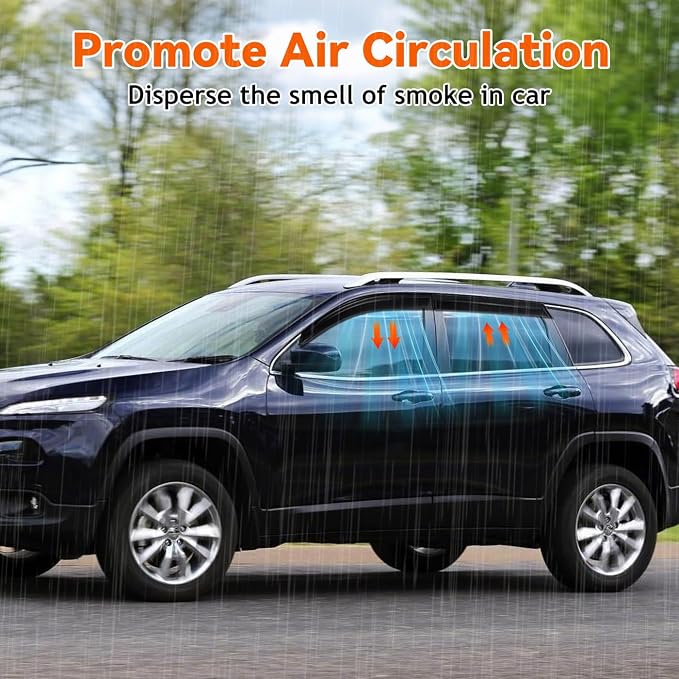 Rain Guards Compatible with 2014-2025 Jeep Cherokee, Tape-On Side Window Visor Wind Deflector Vent Visors Car Accessories 4pcs