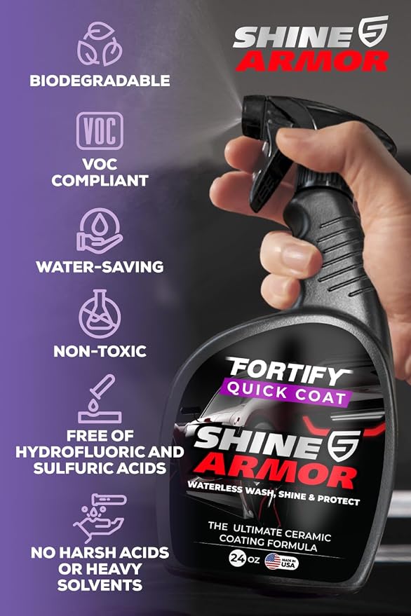 Fortify Quick Coat 24oz | 3-in-1 Ceramic Car Wax Waterless Wash | Spray On, Wipe Off in Under 10 Minutes. 6 to 12 Month Ceramic Protection on Paint, Glass, Chrome, Trim & Wheels. Made in USA