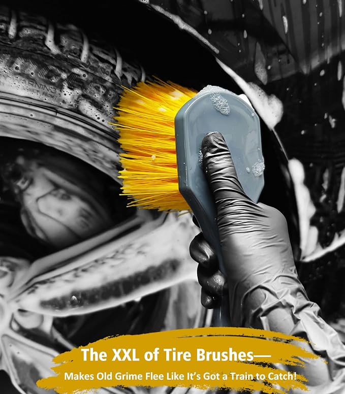 Car Wash Kit, Extendable Car Wash Brush Mop with Long Handle, 5pcs Detailing Brush, 1pc Wheel Brush and Microfiber Towel Car Cleaning Kit Supplies Accessories, Ginger