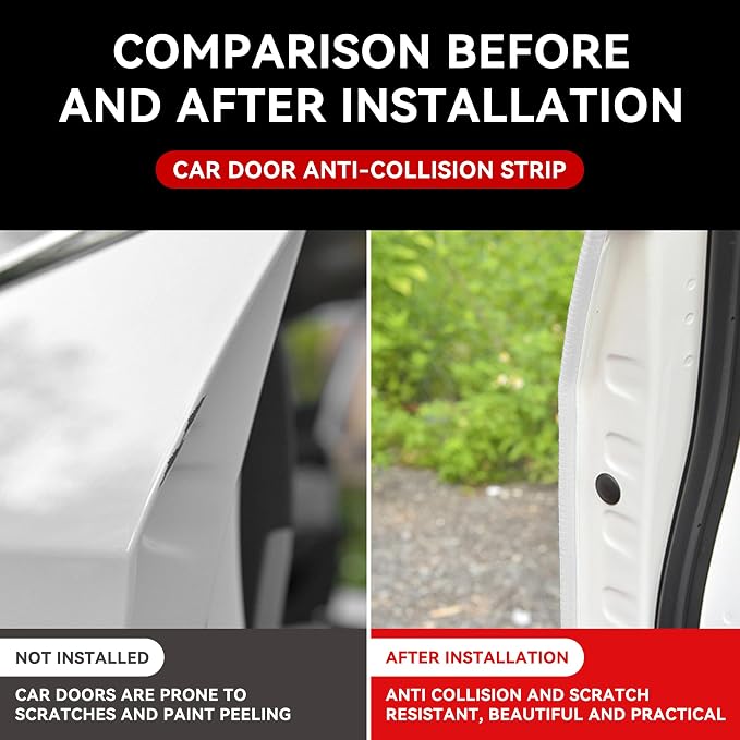 Car Door Edge Guards, 16Ft Universal Car Edge Rubber Seal Trim Protector, U Shape Door Edge Protector Guard, Aluminum Boat Edge Guards, Car Decoration Accessories for Most Car (White)