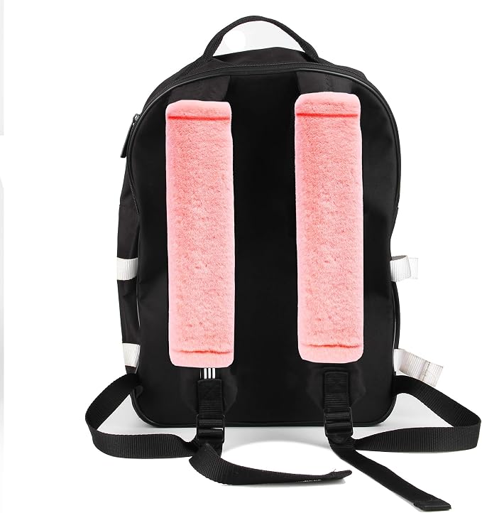 Soft Faux Fur Universal Fit Seatbelt Cover Car Truck SUV Airplane Seat Belt Shoulder Pad for Carmera Backpack Straps Neck Cushion Protector 2 Pack 10.5in Orange Pink