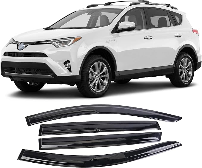Tape-On Window Visors Deflectors Rain Guards 4 Piece Set ‎Compatible with 2013-2018 Toyota Rav4 94992