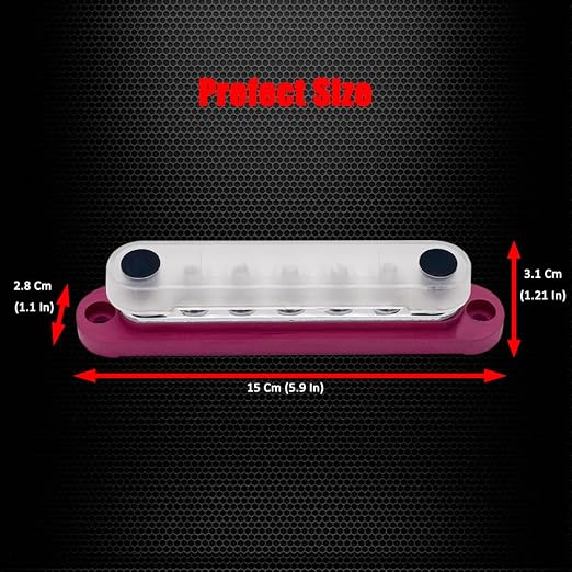 7 x M6 (1/4") Studs Power Distribution Block Bus Bar 12V, 5.9" HD 150A Marine BusBar Battery Distribution Block W/Cover for Car Boat Solar (Red)