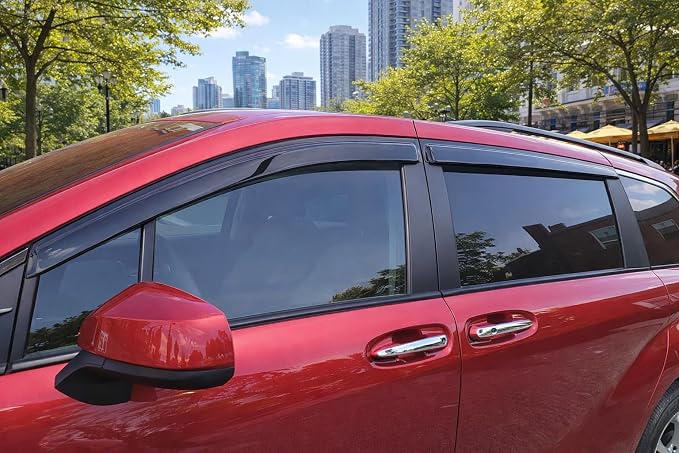 2021-2026 Tape-On Rain Guards for Toyota Sienna Side Window Visor Deflectors Extra Thick Tinted Vent Shades LE XLE XSE Limited Platinum 2022 2023 2024 2025