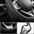Car Steering Wheel Cover for Ford F-150, F-250, F-350, Expedition (Black +Red-Large Size)