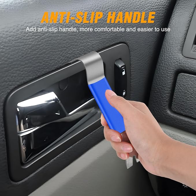 11PCS Trim Removal Tool Kit, Metal & Nylon Pry Tools Set for Car Door Panel, Dashboard, Audio, Clips, Fastener Remover w/Storage Box – Blue
