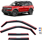 in-Channel Rain Guards for 2021-2026 Ford Bronco Sport, Window Visor Shields Vent Deflector Shade Wind Dark Smoke 2022 2023 2024 2025 21 22 23 24 25 26, Tape-On Outside-Mount, 4PCS