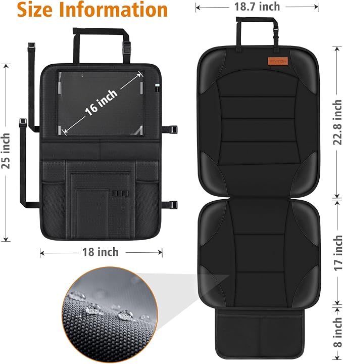 2-in-1 Car Seat Protector & Kick Mat with iPad Holder - Kids Backseat Organizer with Touchscreen Pocket, Storage Pockets & Waterproof Cover for Child Safety and Mess-Free Rides