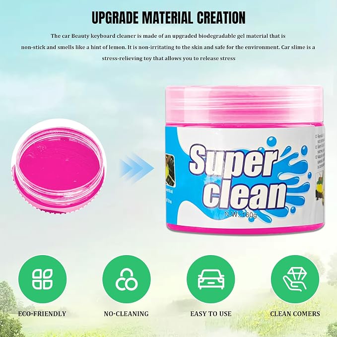 Car Cleaning Gel Clean Putty, Reusable Car Interior Cleaner Slime, Auto Detail Cleaning Soft Rubber Supplies, Universal Multi-Functional Cleaning Tool Accessories for Men Women (Pink)