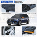 Half Car Cover, Windshield Cover for Ice and Snow Top with Reflective Straps, Roof Cover Waterproof All Weather Dust, Sun Protection. Front Rear Window Cover Fit SUV. YM (UP to 142'')
